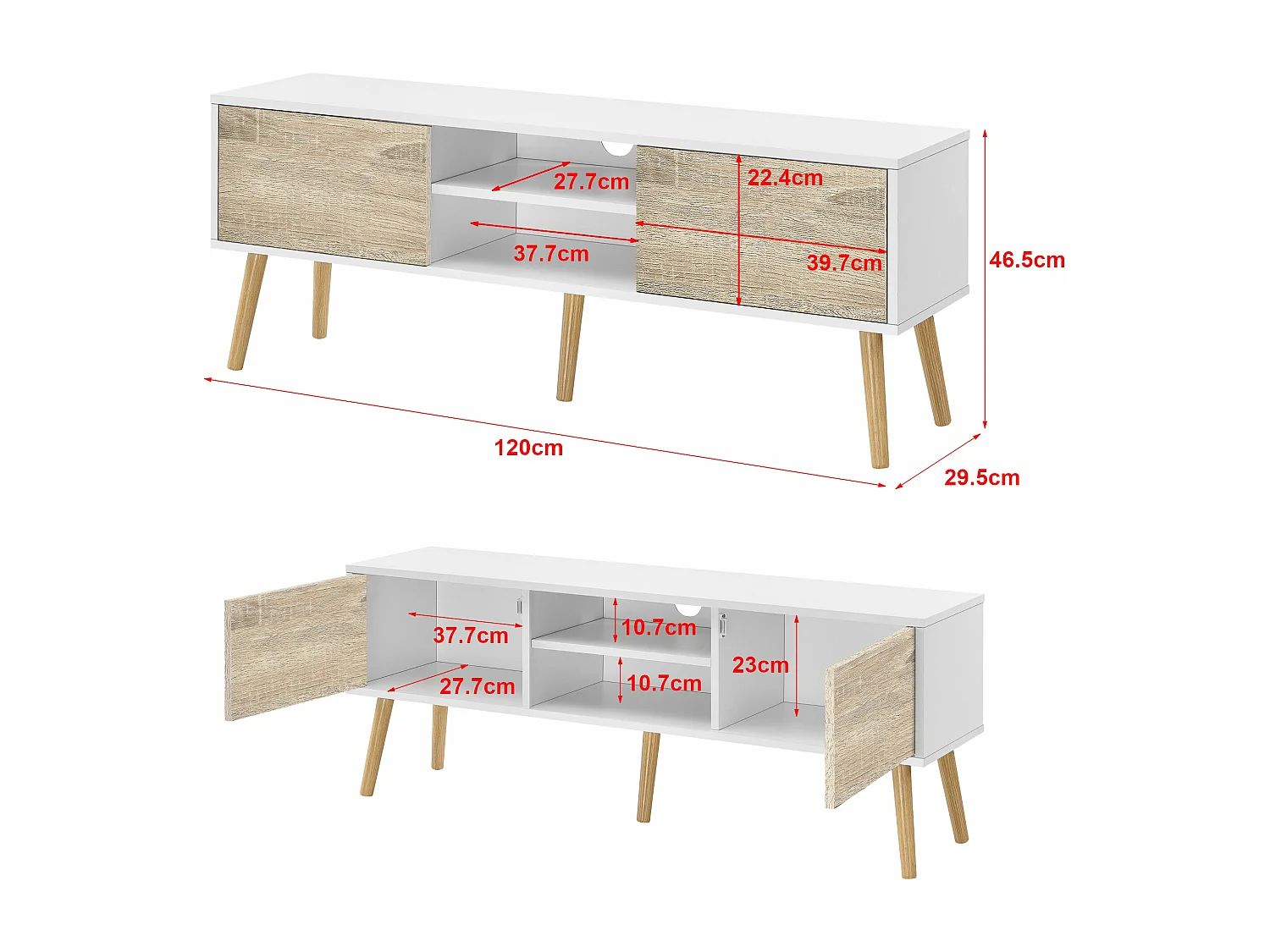 Mobile TV 120 x 30 x 47 cm effetto rovere bianco 03_0007754