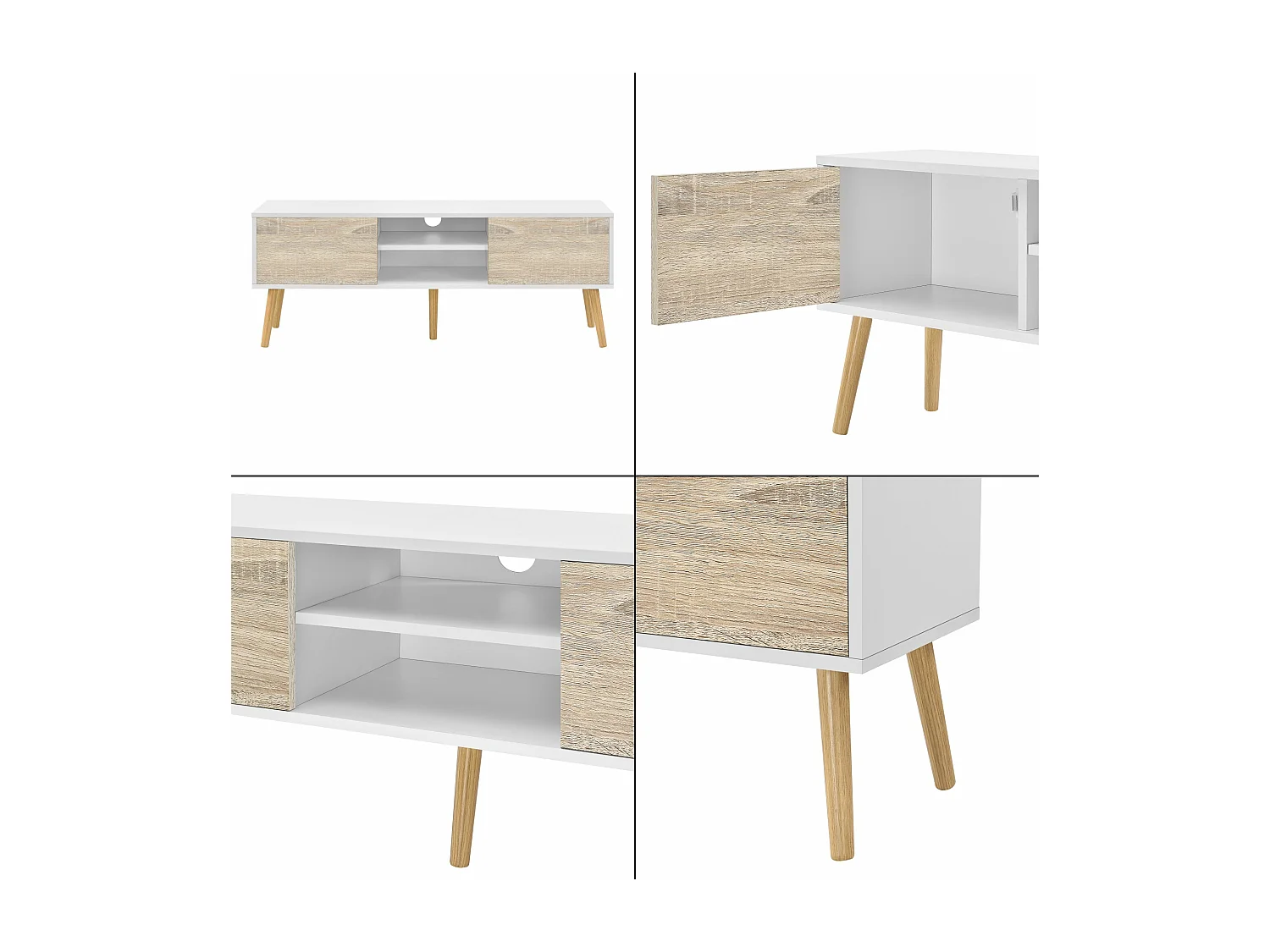 Mobile TV 120 x 30 x 47 cm effetto rovere bianco 03_0007754