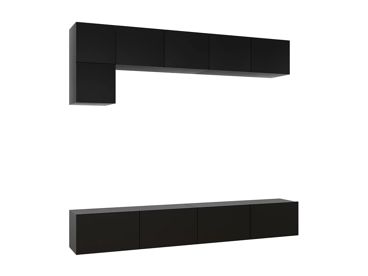 Conjunto de muebles mueble buffet TV televisión salón dormitorio salón 5 piezas negro madera contrachapada 02_0024309