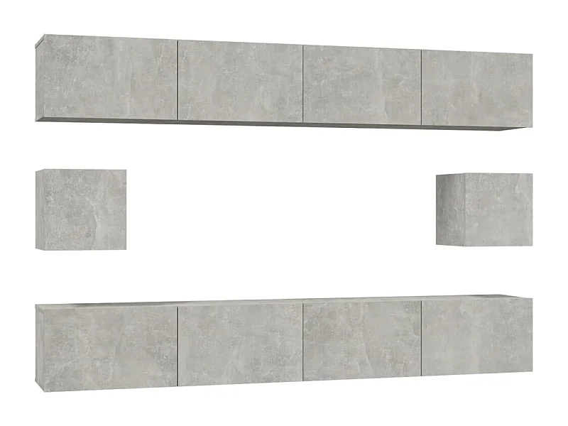 Set di mobili mobile credenza TV televisione soggiorno camera da letto soggiorno 6 pezzi multistrato grigio 02_0025029