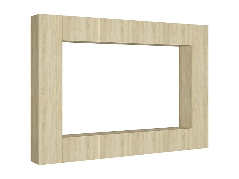 Set di mobili mobile credenza TV televisione soggiorno camera da letto soggiorno 8 pezzi rovere Sonoma multistrato marrone 02_0025306