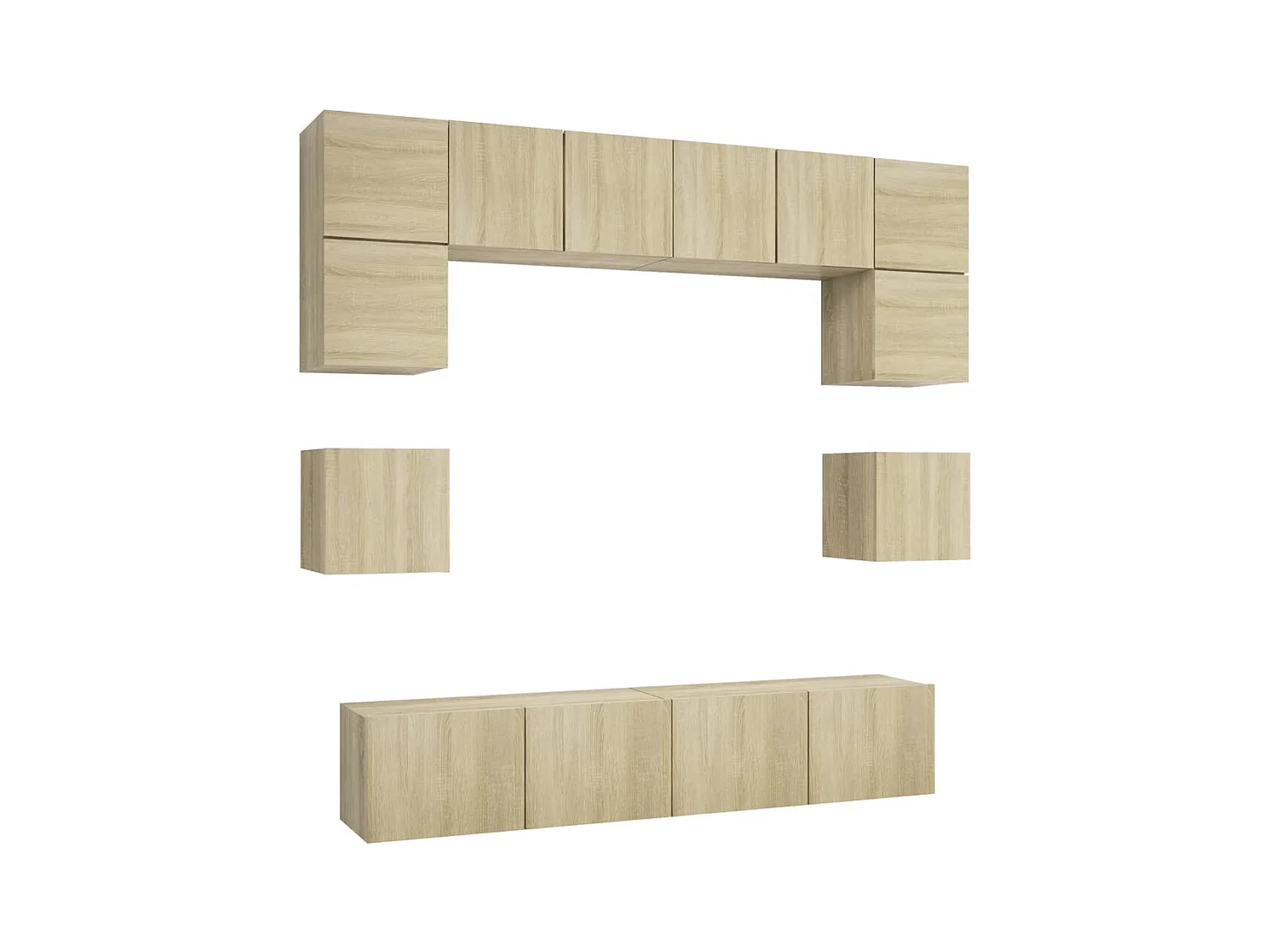 Set di mobili mobile credenza TV televisione soggiorno camera da letto soggiorno 8 pezzi rovere Sonoma multistrato marrone 02_0024347