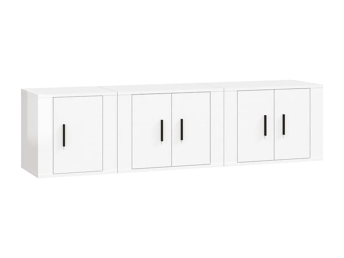 Conjunto de móveis armário aparador TV televisão sala de estar quarto sala de estar 3 peças madeira de engenharia branca brilhante 02_0024537