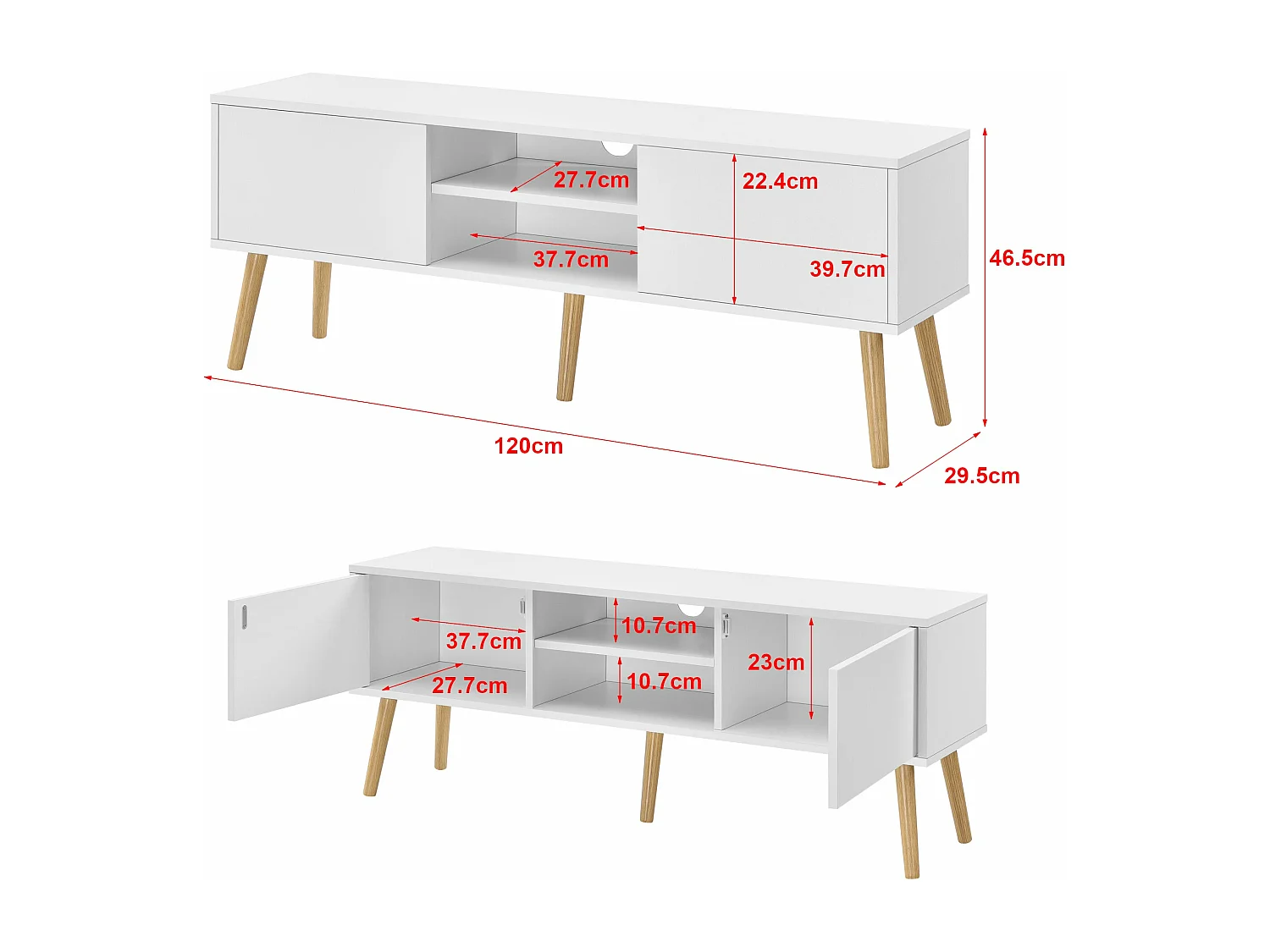 Mueble para TV de diseño Mueble para TV Banco de PVC 120 cm efecto roble blanco 03_0005861