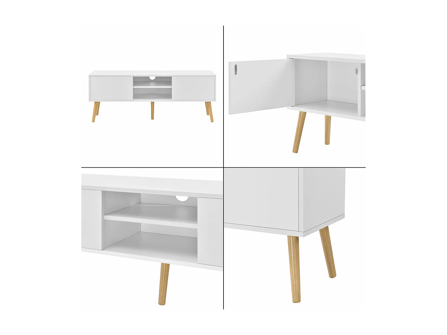 Mueble para TV de diseño Mueble para TV Banco de PVC 120 cm efecto roble blanco 03_0005861