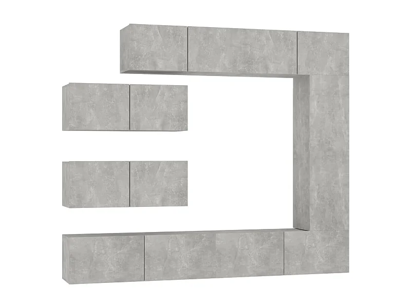 Set di mobili mobile credenza TV televisione soggiorno camera da letto soggiorno 7 pezzi multistrato grigio 02_0025159