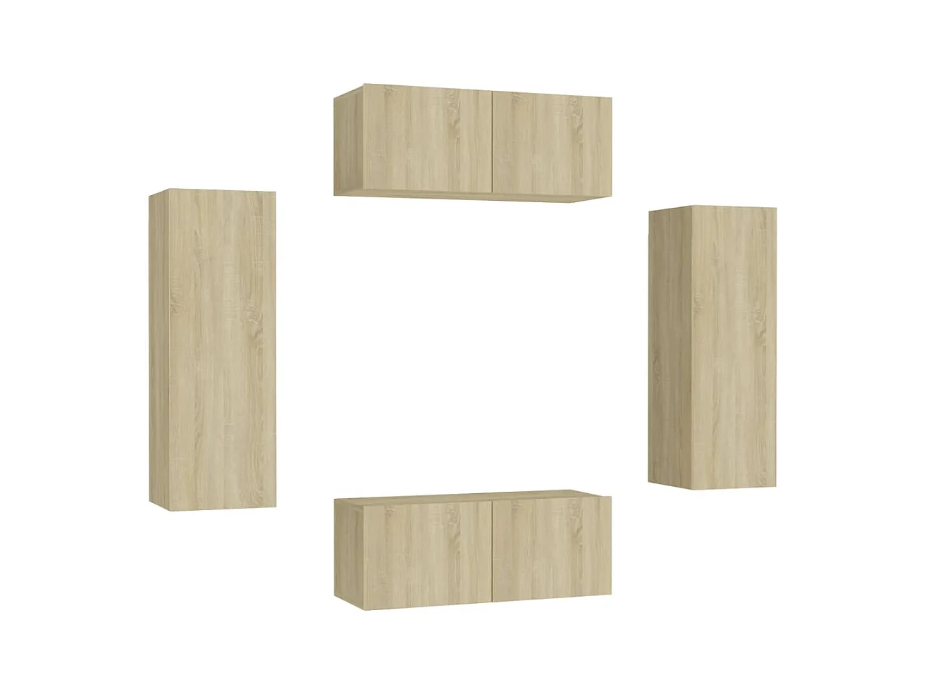 Set di mobili mobile credenza TV televisione soggiorno camera da letto soggiorno 4 pezzi rovere Sonoma multistrato marrone 02_0024828