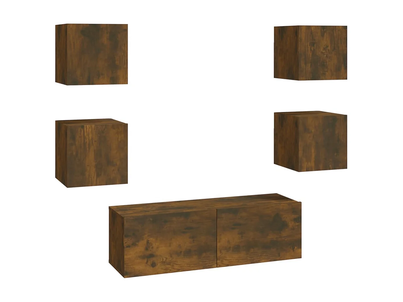 Conjunto de muebles mueble aparador TV televisión salón dormitorio montado en la pared x roble ahumado madera contrachapada marrón 02_0025380