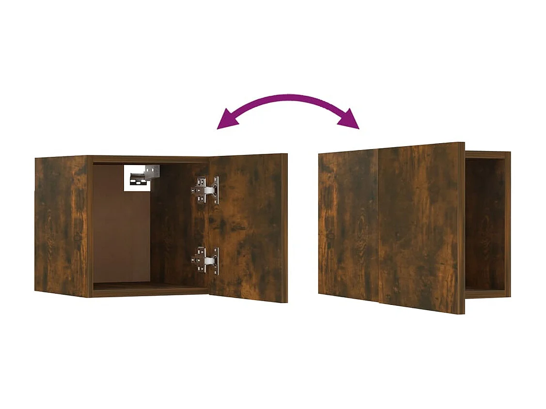 Conjunto de muebles mueble aparador TV televisión salón dormitorio montado en la pared x roble ahumado madera contrachapada marrón 02_0025380