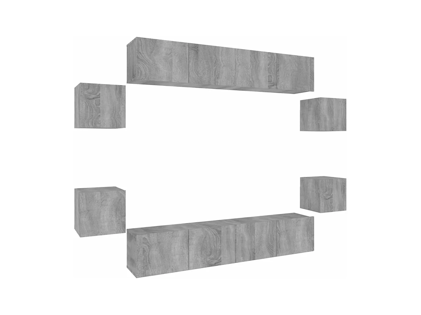 Set di mobili mobile buffet TV televisione soggiorno camera da letto soggiorno 8 pezzi sonoma pannelli in MDF grigio 02_0025327
