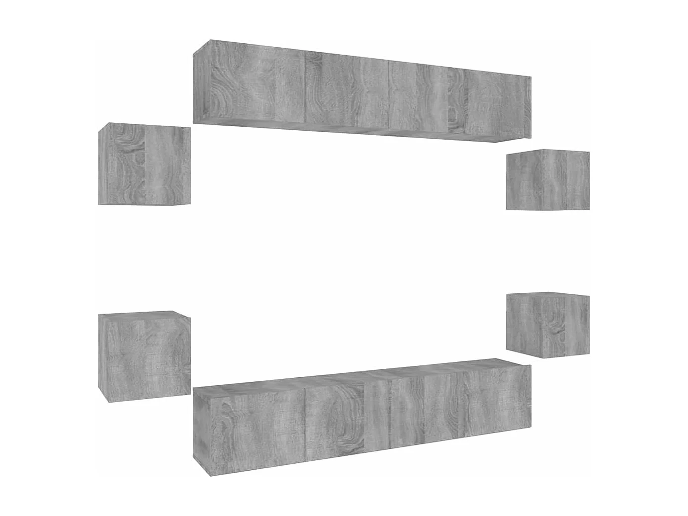 Conjunto de muebles mueble buffet TV televisión salón dormitorio salón 8 piezas sonoma madera contrachapada gris 02_0025327