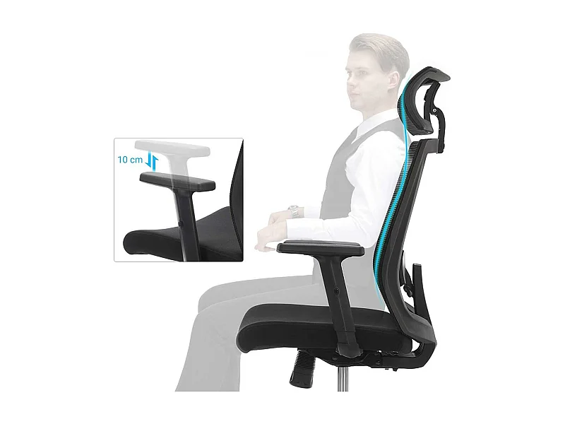 Fauteuil de bureau chaise noire 68 x 68 x 116 cm 12_0001412