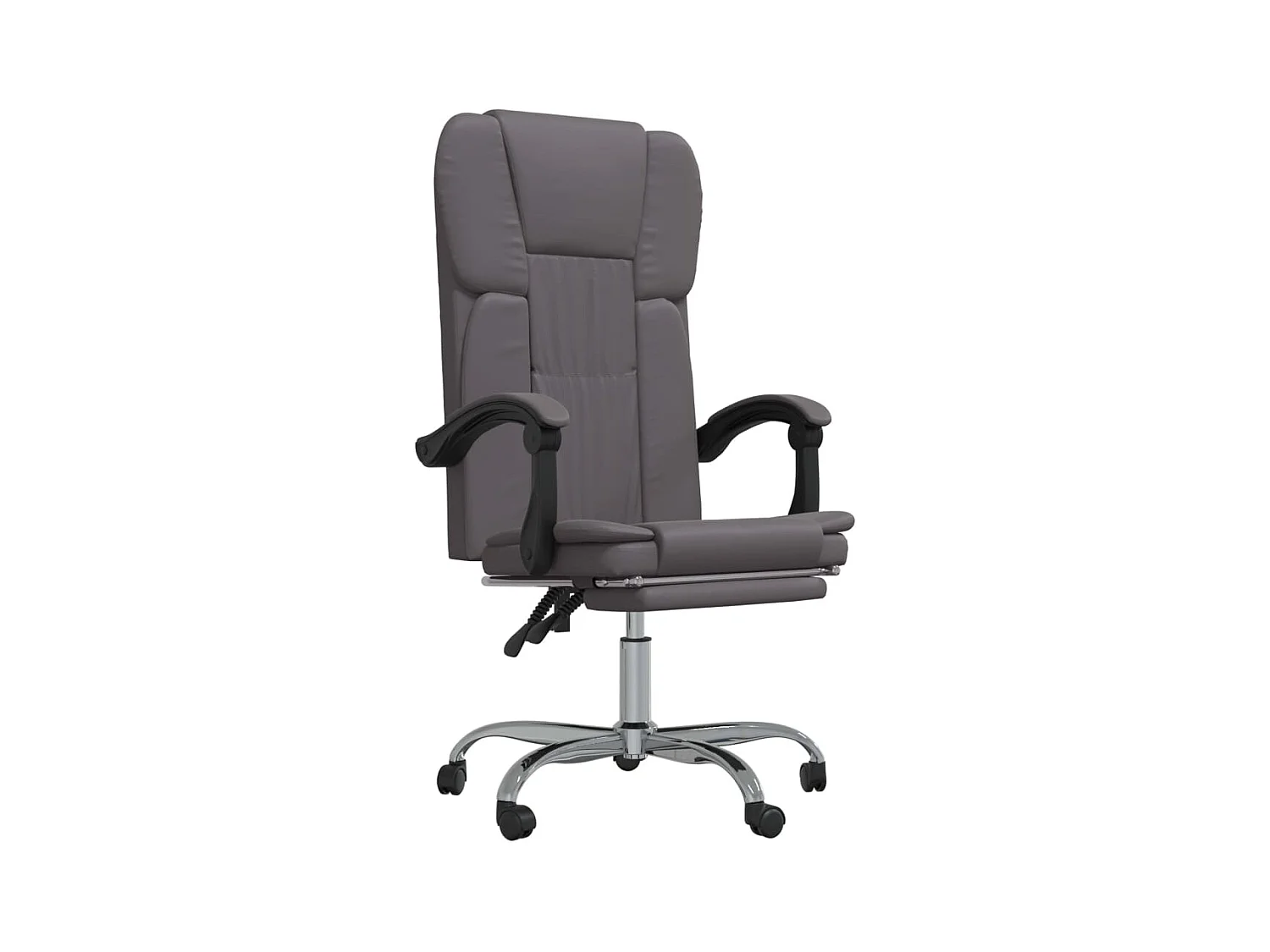 Sedia poltrona sedile girevole reclinabile computer ufficio studio ecopelle grigio 02_0024248