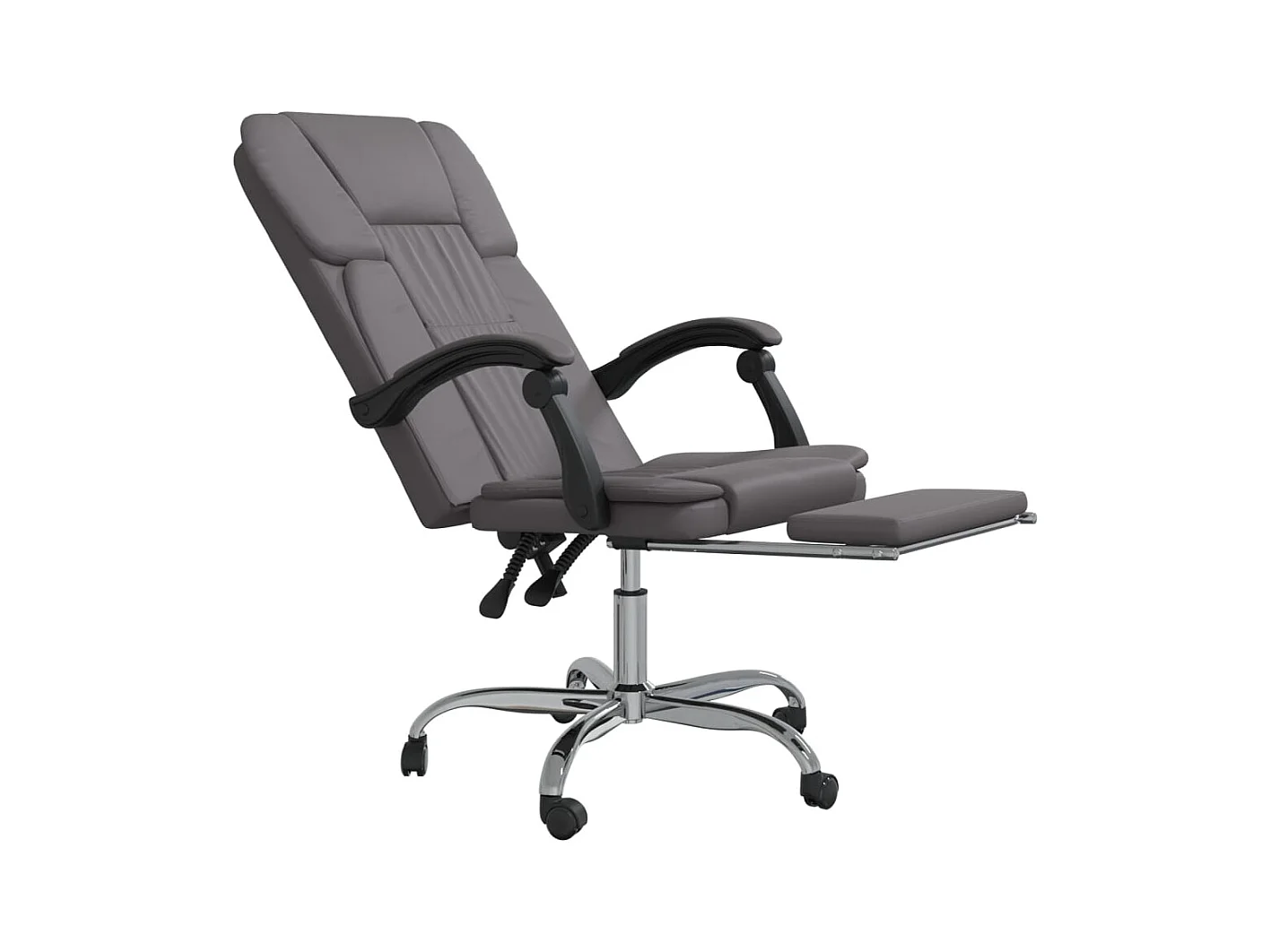 Sedia poltrona sedile girevole reclinabile computer ufficio studio ecopelle grigio 02_0024248