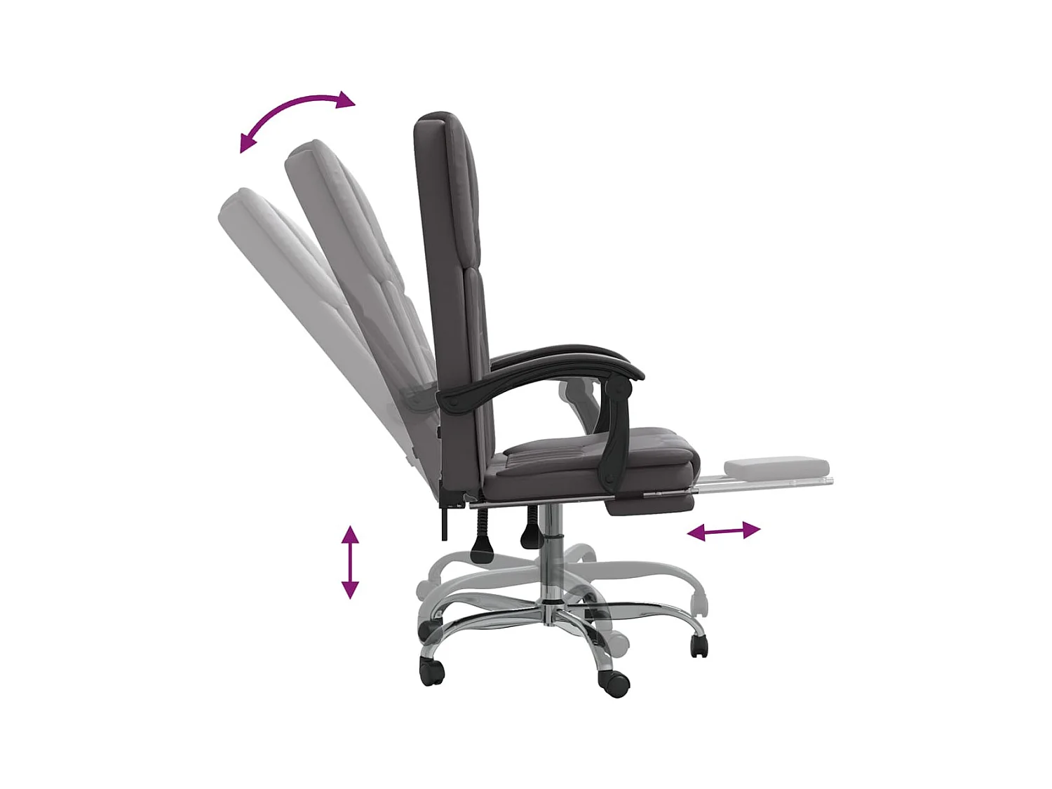 Sedia poltrona sedile girevole reclinabile computer ufficio studio ecopelle grigio 02_0024248