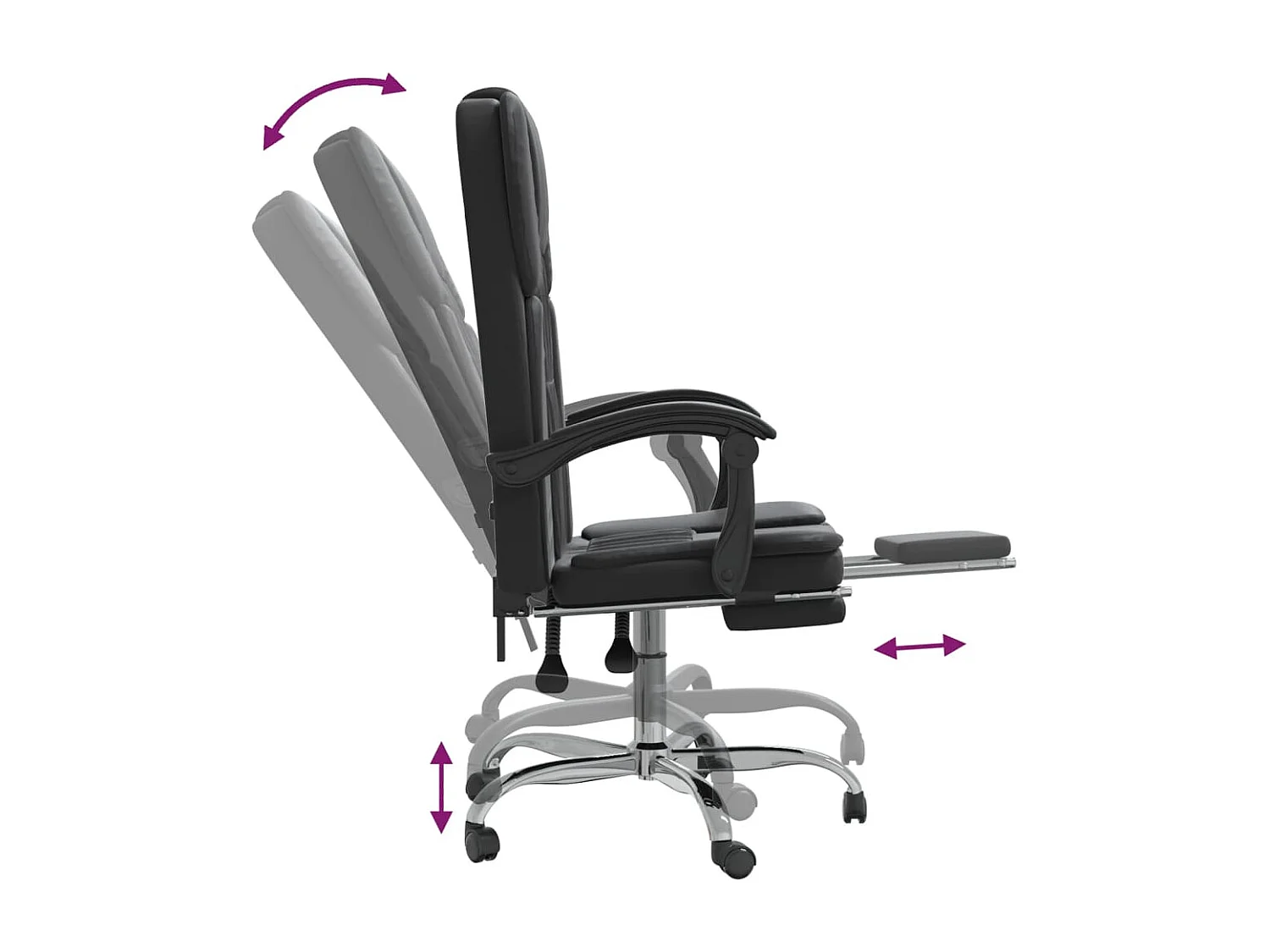 Sedia poltrona sedile girevole reclinabile computer ufficio studio similpelle nera 02_0024262