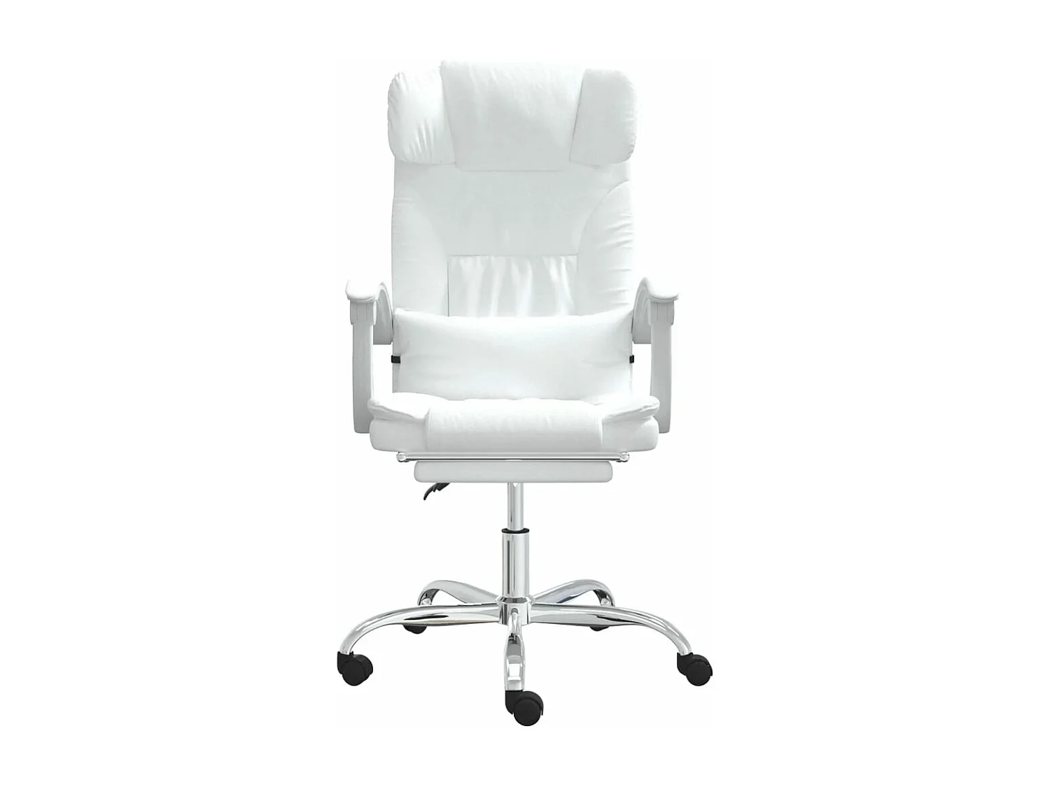 Cadeira de massagem reclinável para computador escritório estudo couro sintético branco 02_0025397