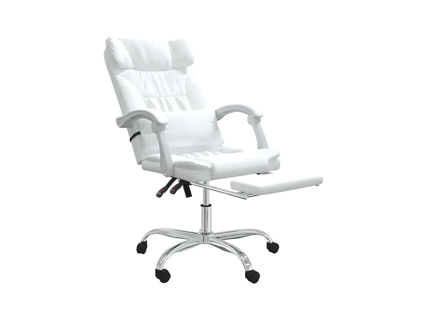 Cadeira de massagem reclinável para computador escritório estudo couro sintético branco 02_0025397