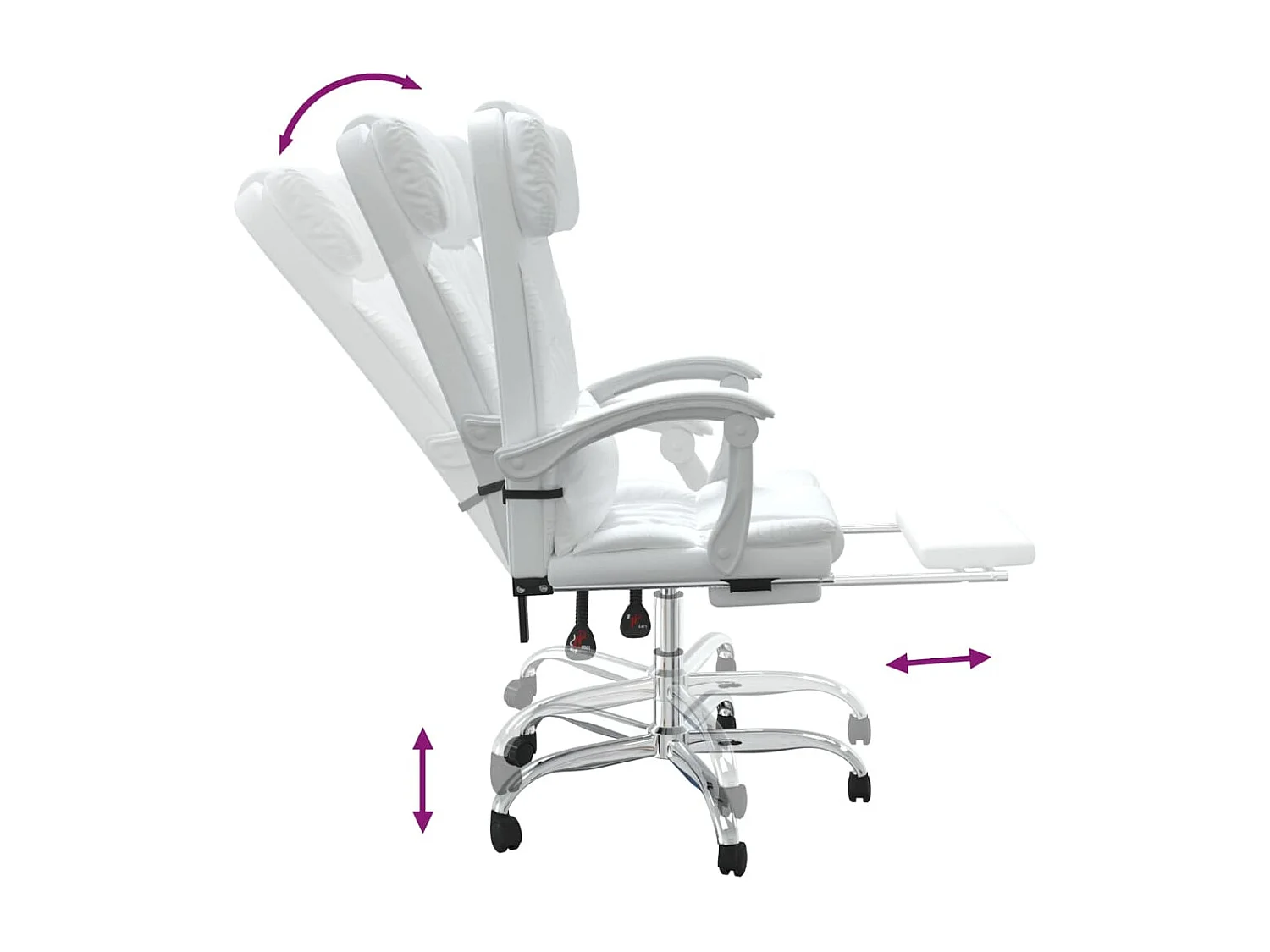 Cadeira de massagem reclinável para computador escritório estudo couro sintético branco 02_0025397