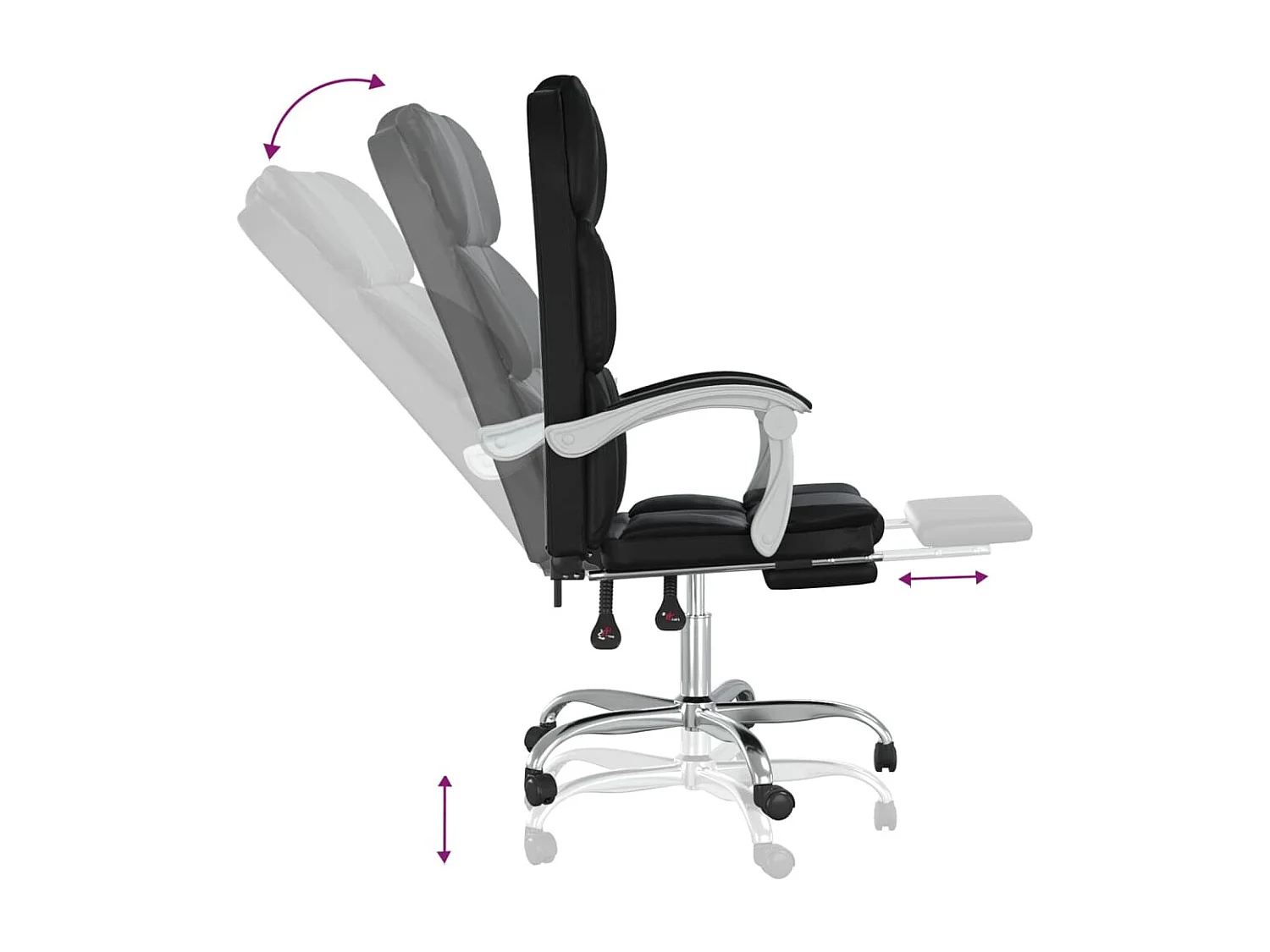 Chaise fauteuil siège pivotante cuir noire 63 x 56 x 122 cm 02_0024268