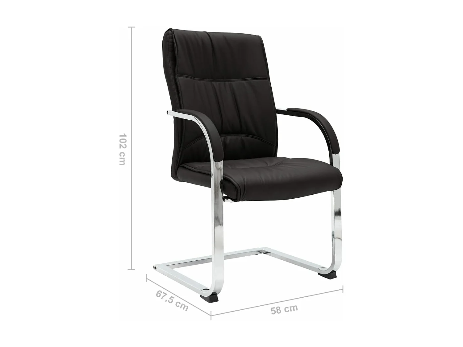 Chaise fauteuil siège de cuir noire 58 x 67.5 x 102 cm 02_0023996