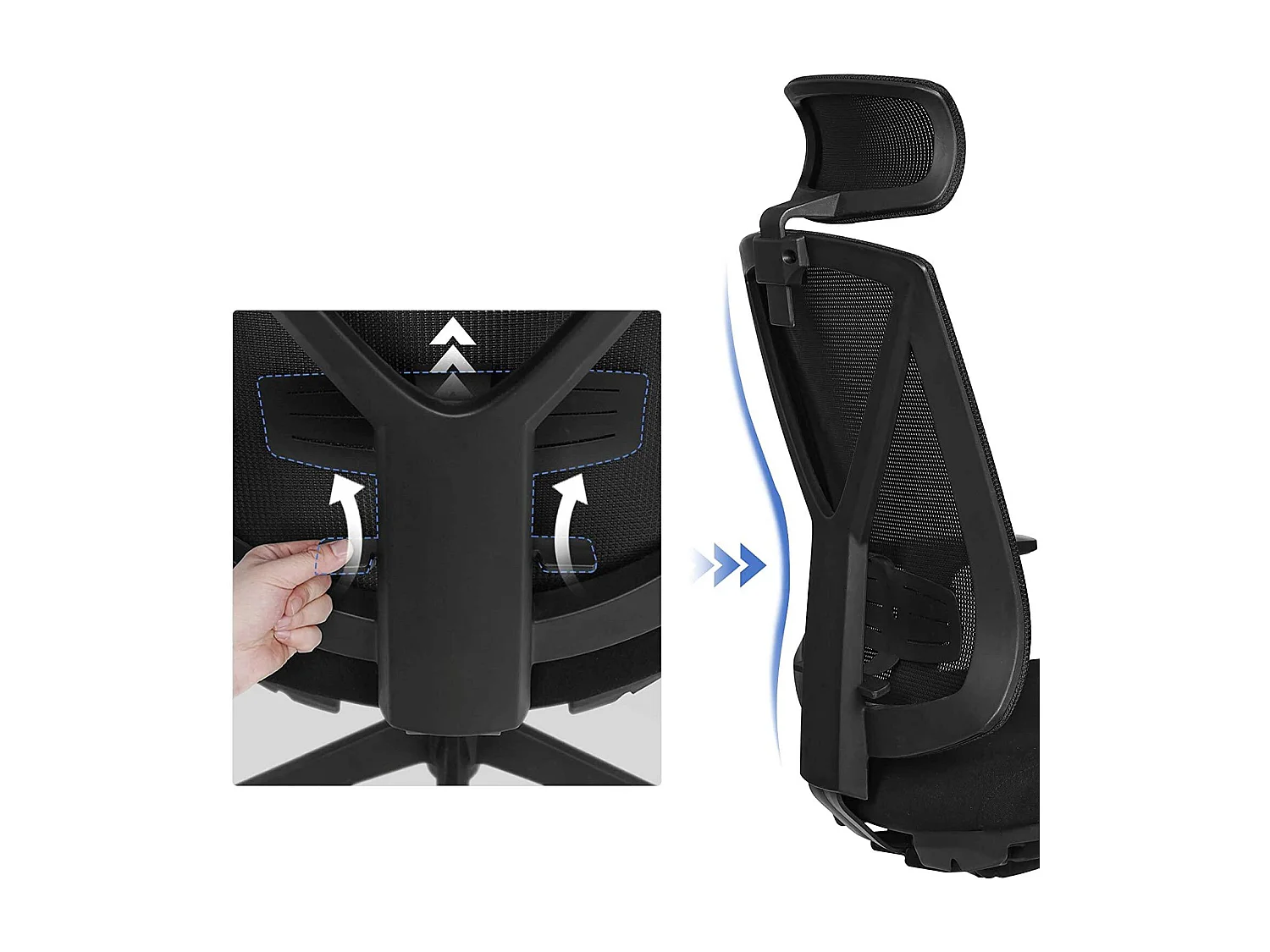 Cadeira de escritório com apoio para os pés Mecanismo de inclinação ergonômico da cadeira de escritório em malha (90-135°) máx. carregar 150 kg preto 12_0000410