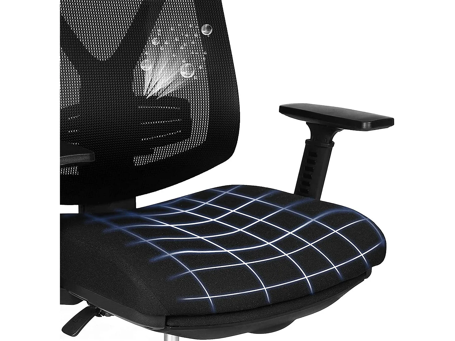 Cadeira de escritório com apoio para os pés Mecanismo de inclinação ergonômico da cadeira de escritório em malha (90-135°) máx. carregar 150 kg preto 12_0000410