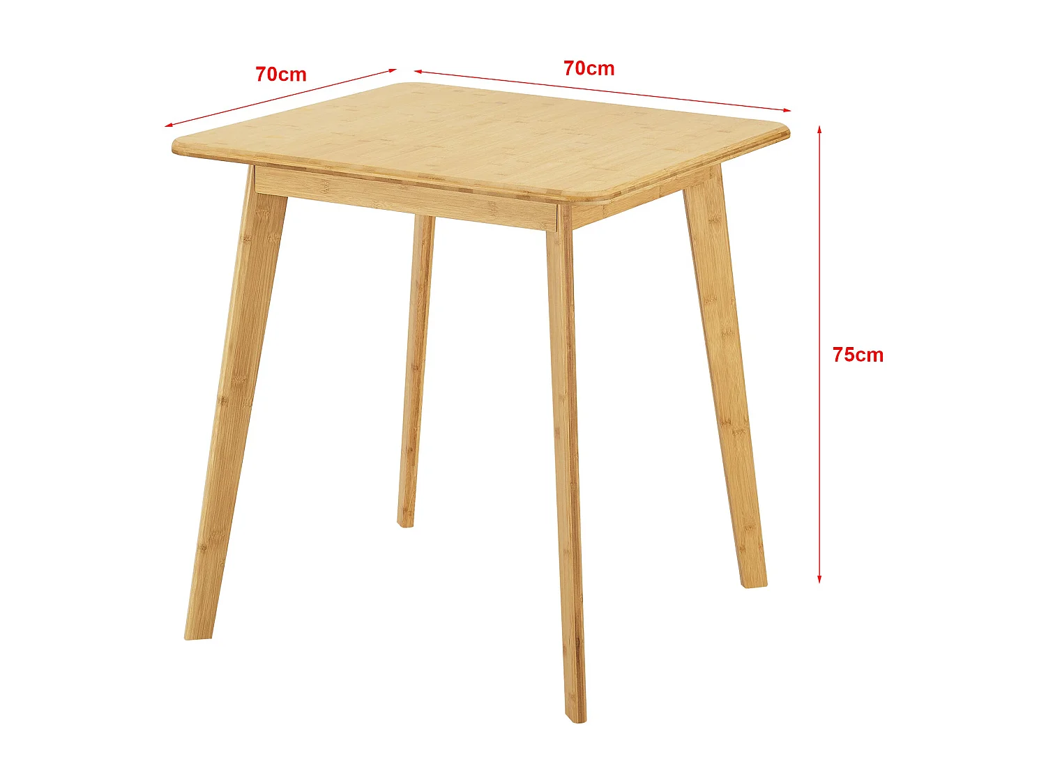Mesa de comedor cuadrada para 2 personas 75 x 70 x 70 cm bambú 03_0008698