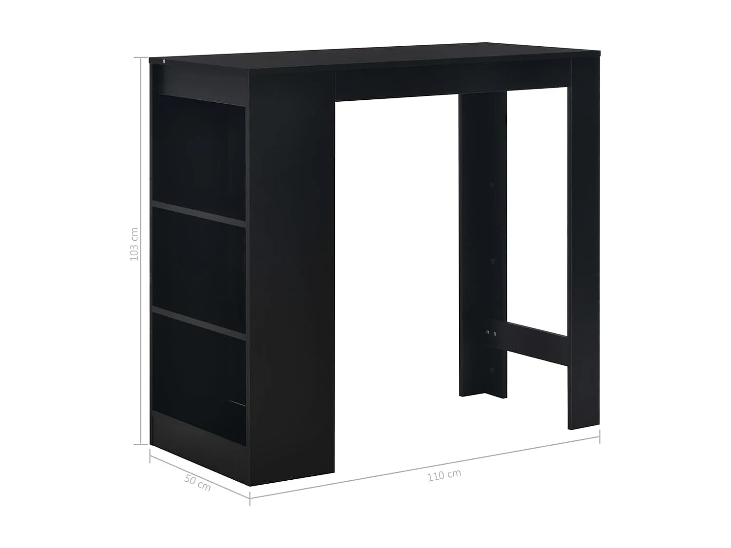 Table haute mange debout noire 110 x 50 x 103 cm 0902055