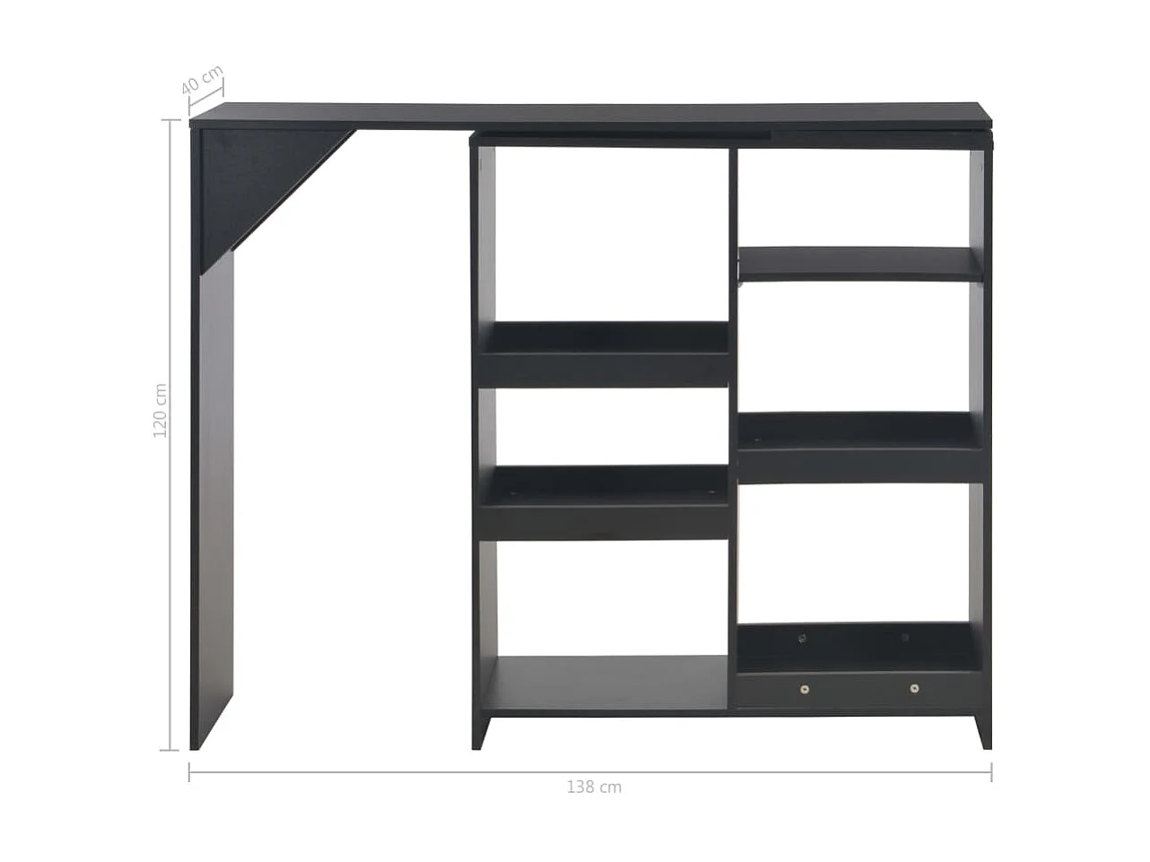 Table haute mange debout noire 138 x 40 x 120 cm 0902049