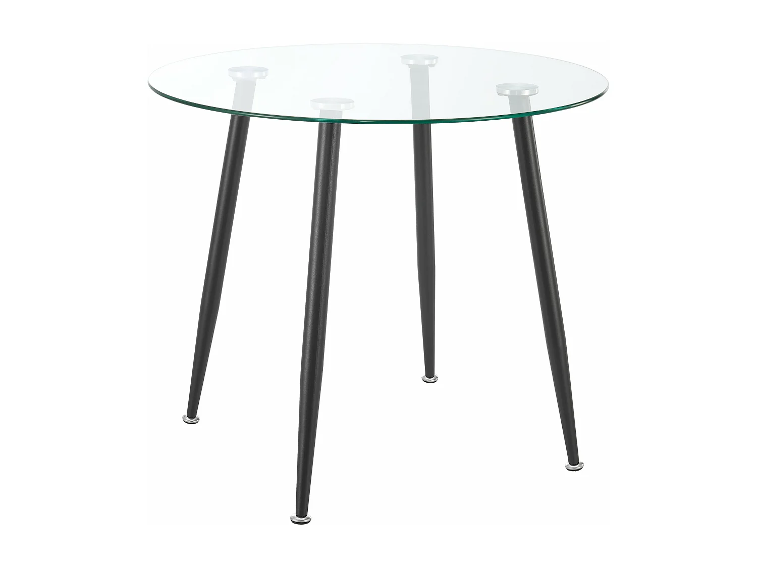 Mesa de comedor redonda vidrio templado acero 75 x 80 cm negro transparente 03_0008833