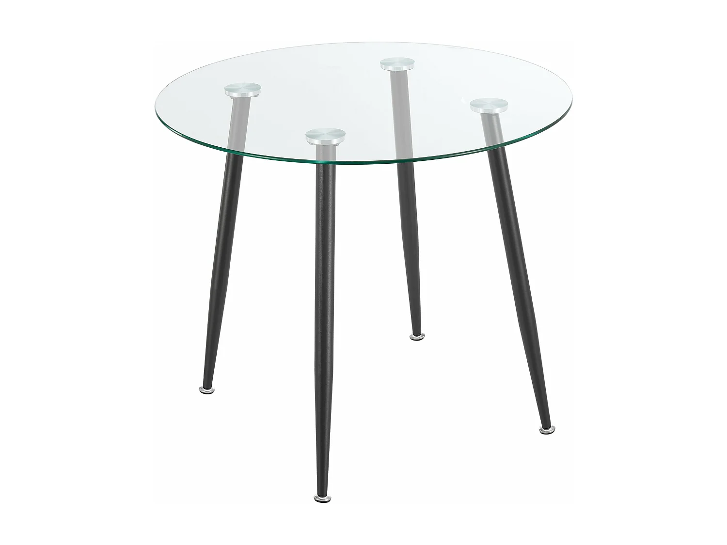 Mesa de comedor redonda vidrio templado acero 75 x 80 cm negro transparente 03_0008833