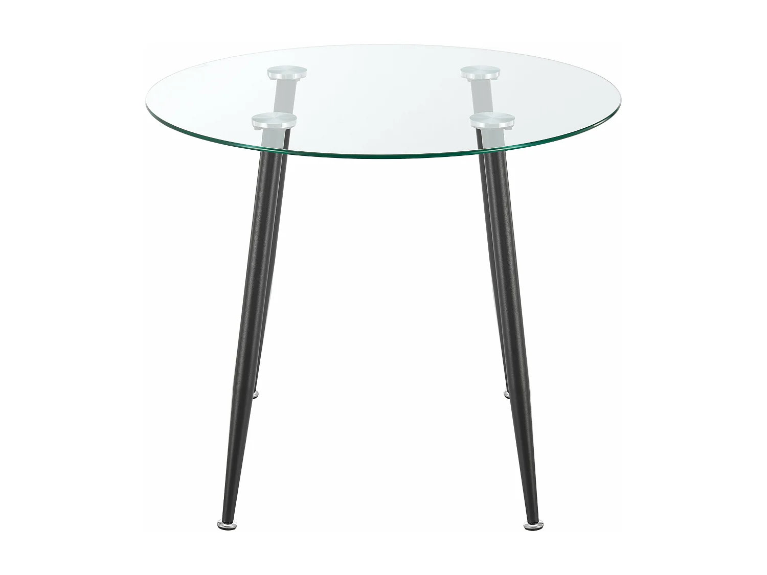 Mesa de comedor redonda vidrio templado acero 75 x 80 cm negro transparente 03_0008833