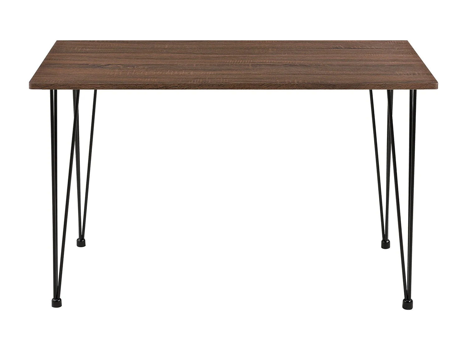 Cozinha sala de estar mesa de jantar para 4 pessoas Tampo em MDF pernas em gancho de aço 120 x 70 x 75 cm nogueira e preto look 03_0008699