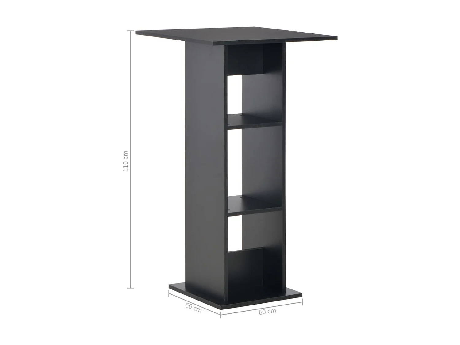 Table haute mange debout noire 60 x 60 x 110 cm 0902114