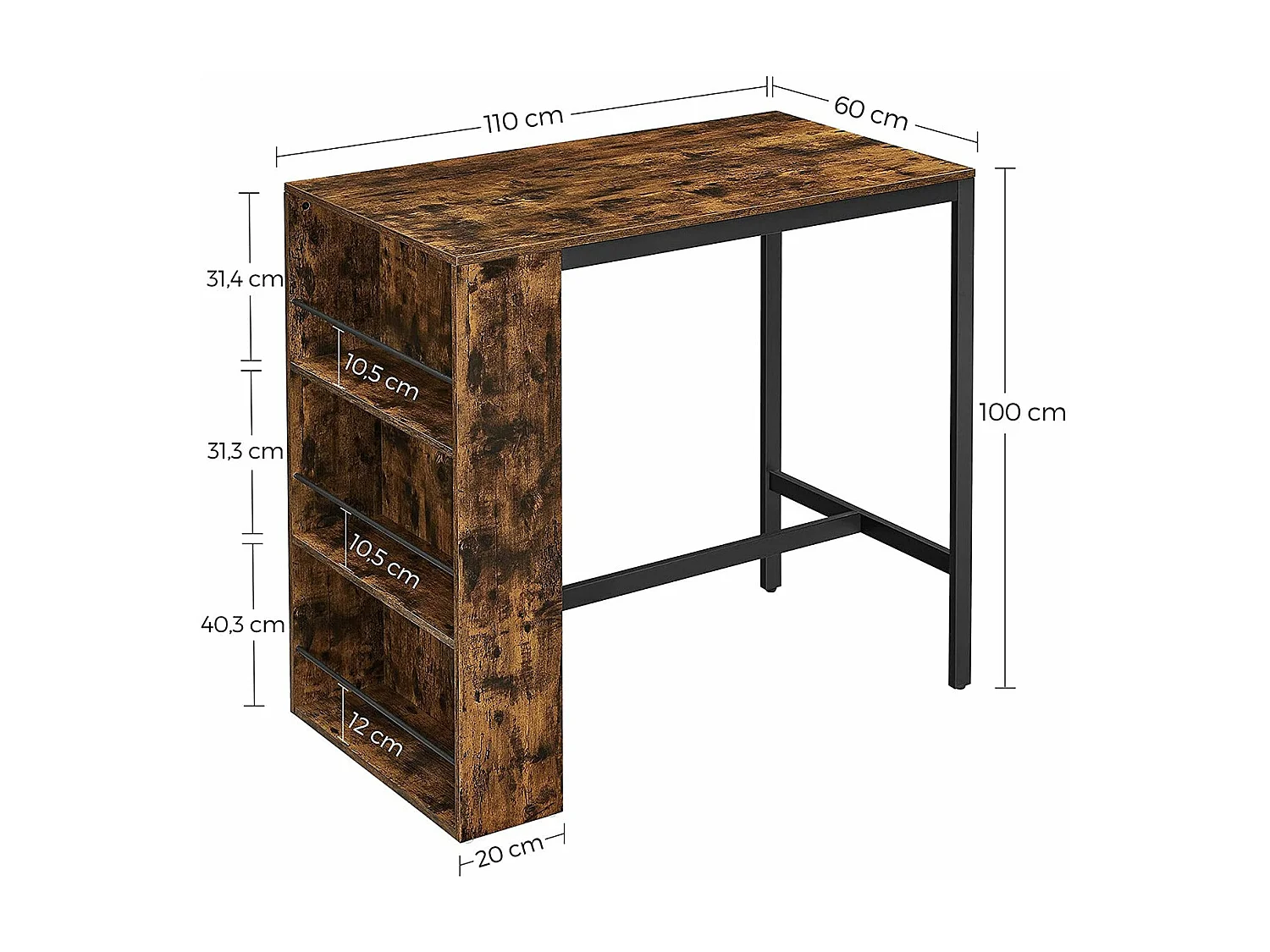 Table de bar table marron 110 x 60 x 100 cm 12_0002519