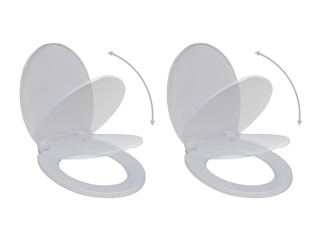 Set di due sedili copriwater con freno anticaduta in plastica bianca 02_0002955