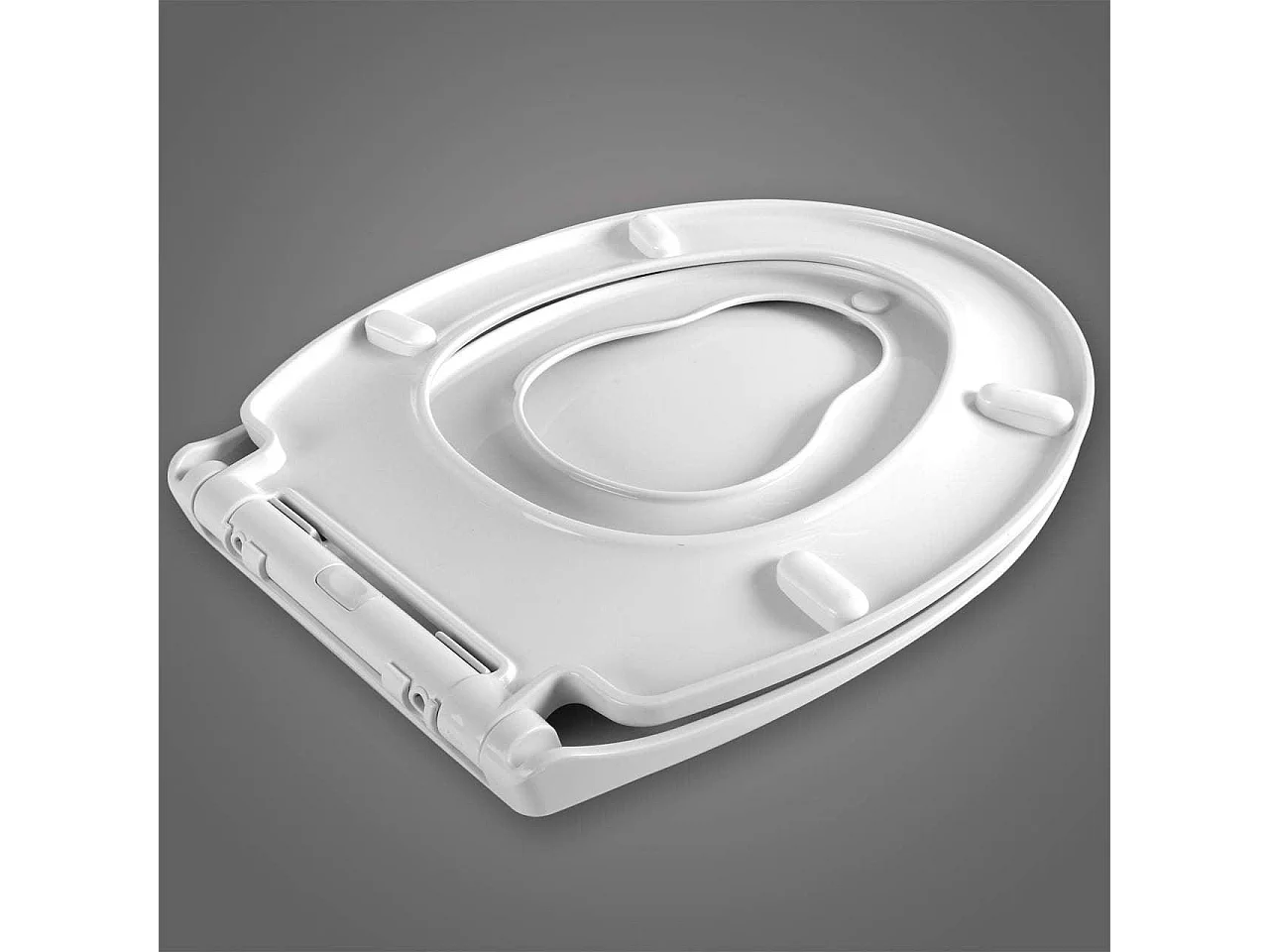 Tapa de inodoro familiar con asiento para niños asiento de inodoro de plástico con descenso automático blanco 19_0000682