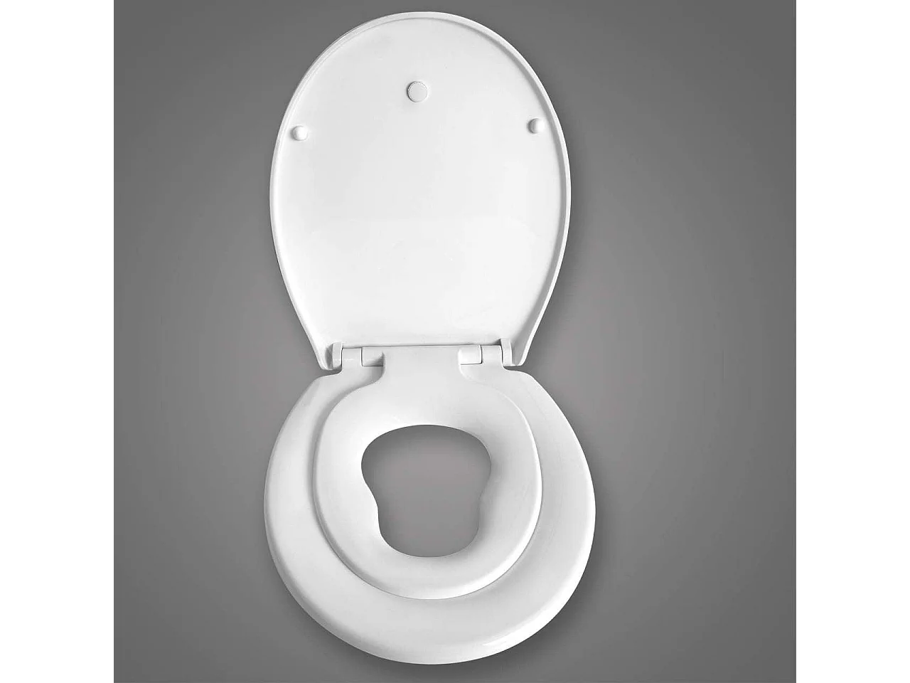 Tapa de inodoro familiar con asiento para niños asiento de inodoro de plástico con descenso automático blanco 19_0000682