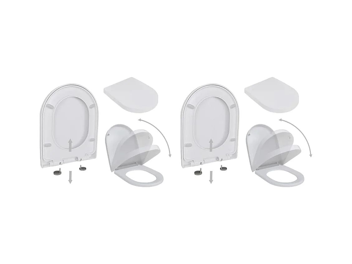 Set due sedili wc con freno anticaduta chiusura ammortizzata in plastica bianca 02_0002958