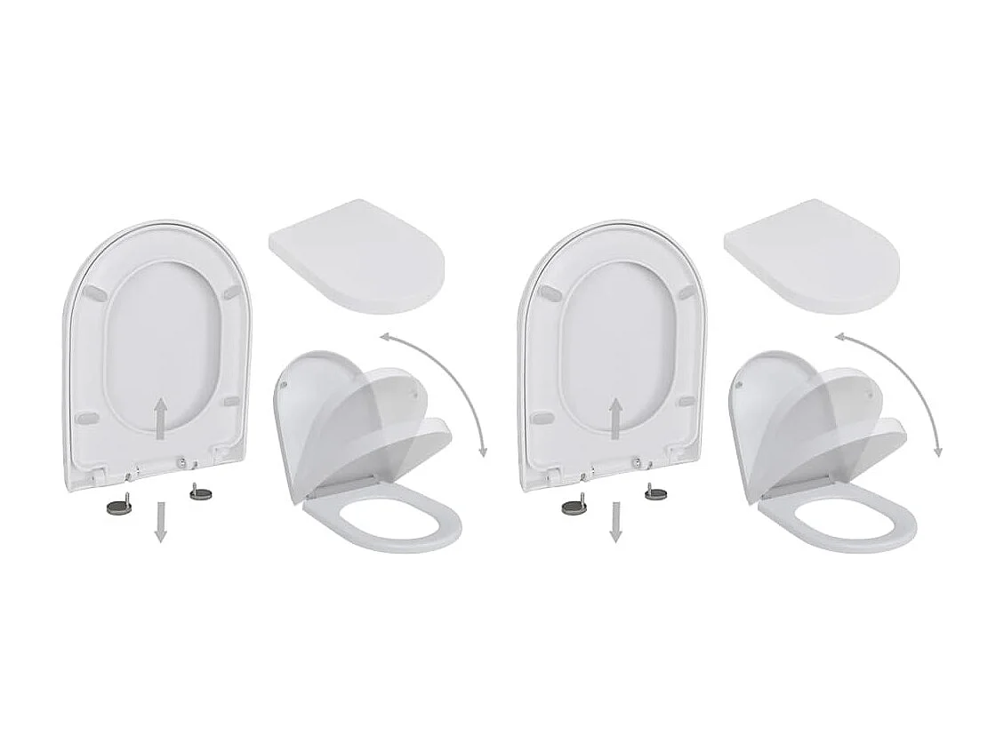 Juego de dos asientos de inodoro con freno de caída y cierre suave plástico blanco 02_0002958