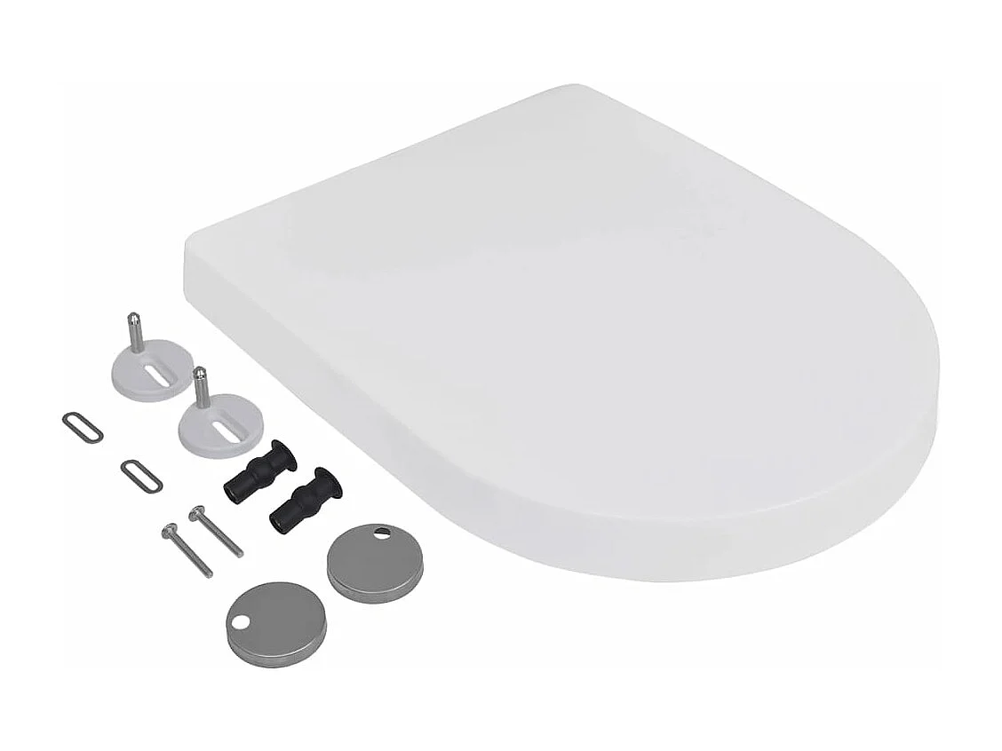 Juego de dos asientos de inodoro con freno de caída y cierre suave plástico blanco 02_0002958