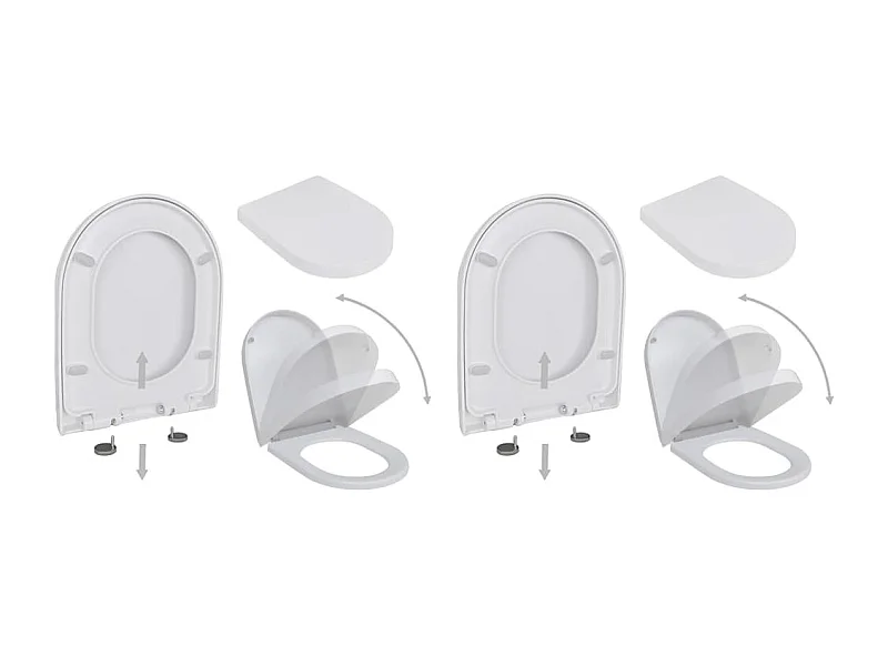 Set due sedili wc con freno anticaduta chiusura ammortizzata in plastica bianca 02_0002958