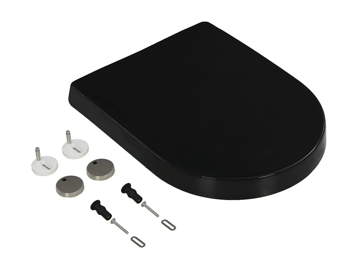 Sedile WC con chiusura ammortizzata, sedile WC, ciotola, sedile WC, bagno, casa, ristorante, negozio, hotel, nero02_0002914