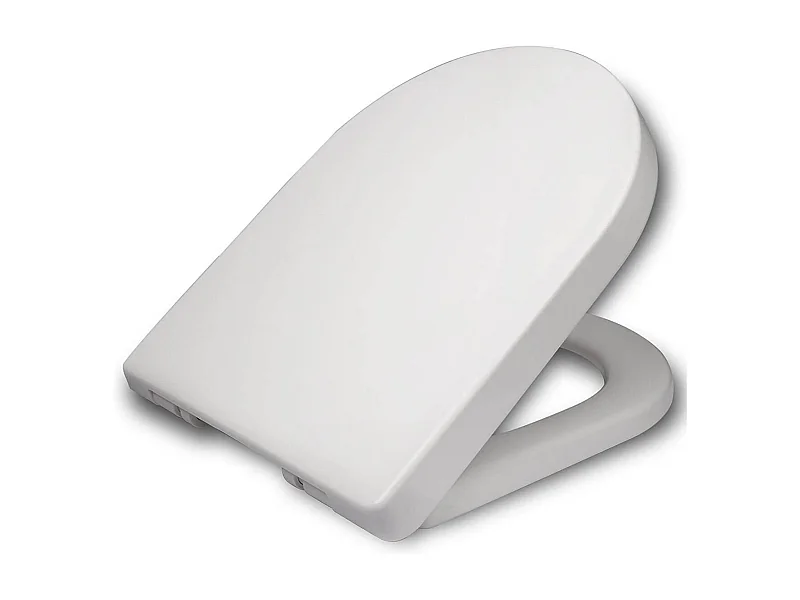 Sedile WC Sedile WC a forma di D con chiusura ammortizzata per bagno di famiglia Bianco 19_0000736