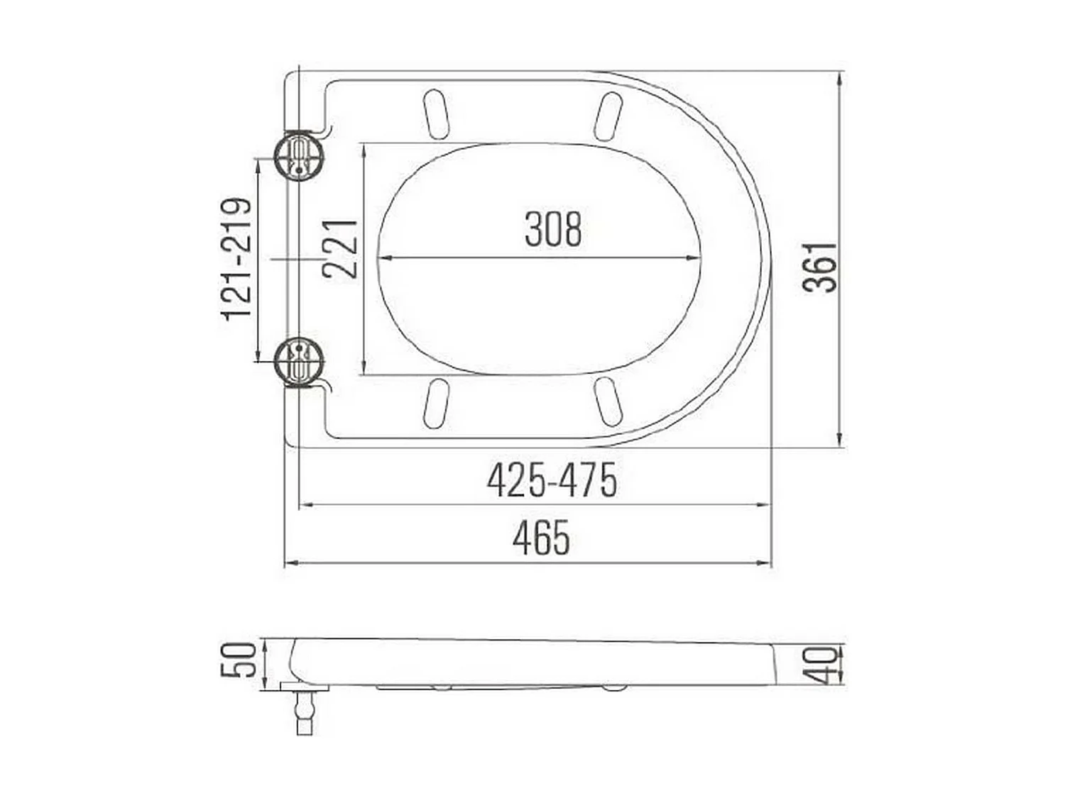 Asiento de Inodoro con Cierre Suave Asiento de Inodoro en Forma de D para Baño Familiar Blanco 19_0000736