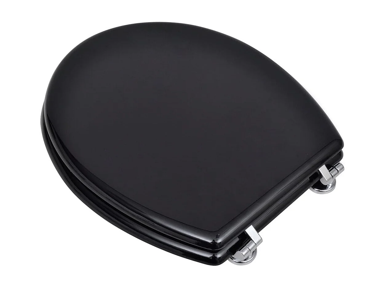 Coprisedile WC con coperchio WC sedile WC bicchieri tazza WC standard MDF nero 02_0002879