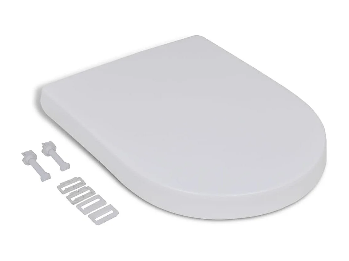 Sedile WC con coperchio rallentato quadrato Bianco 02_0002890