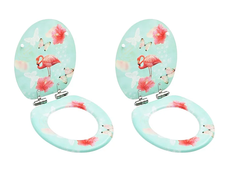 Juego de dos asientos de inodoro y tapa con freno MDF flamenco 02_0002979