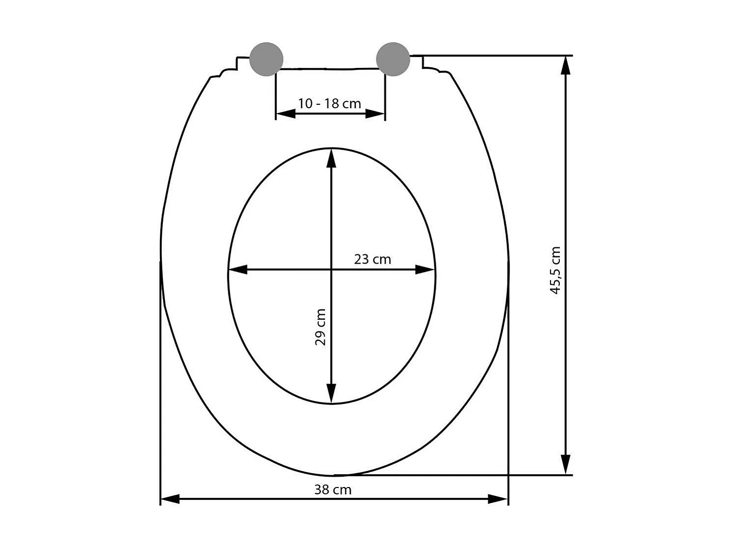 Abattant WC toilette salle blanche 45.5 x 38 x 5 cm 3208025